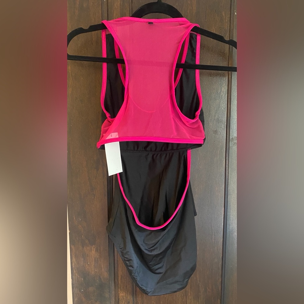 Mariia black leotard with pink mesh - Picture 3 of 6
